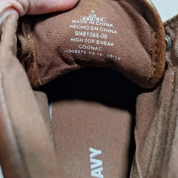 Old Navy Mens High Top Sneaker Cognac Shoes 8 Brown Upper Leather Lace Up 1994 - Picture 16 of 16